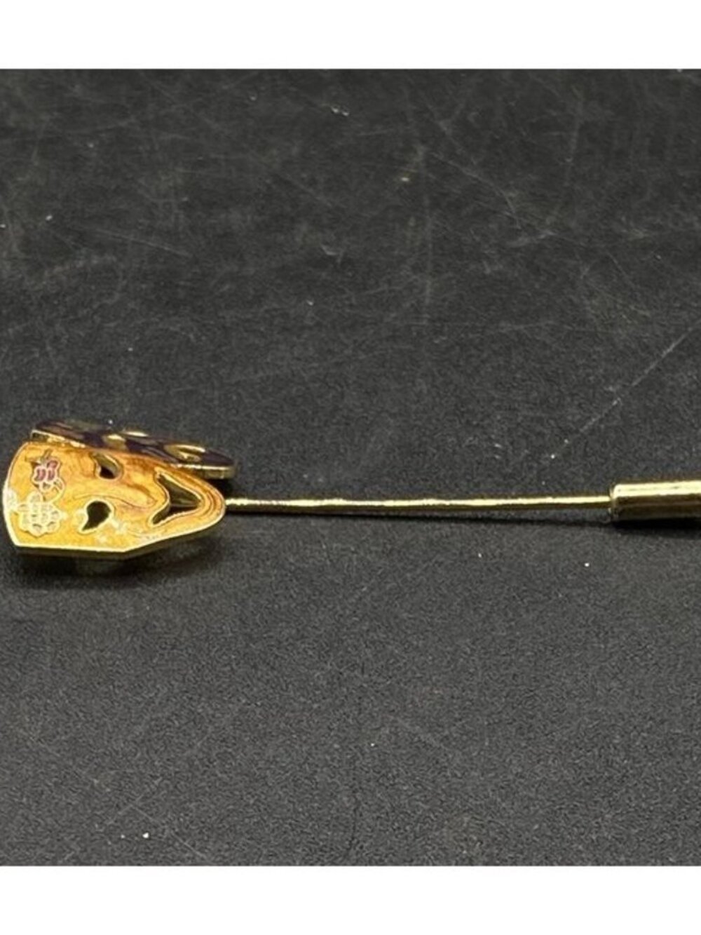 Comedy Tragedy Masks Cloisonné Enamel Stick Pin Vintage - Picture 8 of 9